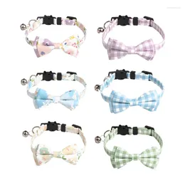 Dog Collars Pet Supplies Floral Plaid Combination Set Cat Collar Bow Tie Bell Fabric All Cotton Multi-color Decorative Items