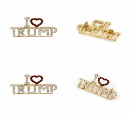 Neue Design-Strass-Brosche „I love Trump“-Brosche, Buchstaben-Glitzer-Brosche, tragbare Brustnadel, Party-Favor1203014