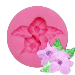 Baking Moulds And Tilian 2 Double Lotus Trumpet Flowers Fondant Silicone Mold Cake Chocolate A1802