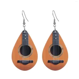 Dangle Earrings 2024 Fashion Charm Jewellery Guitar For Women Vintage Wood Drop Pendientes Mujer