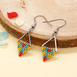 Dangle Earrings Go2BoHo Triangle Miyuki For Women GeometricFashion Jewellery Stainless Steel Seed Beads Woven Flower Drop Earings