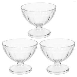 Dinnerware Sets 3 Pcs Dessert Cups Transparent Ice Cream Fruits Bowl Snack Salad Decorative Serving