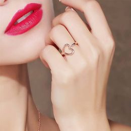 Luxury Love Friendship Ring Gold Plated Promise Heart Ring Wedding Band Jewellery Birthday Gifts for Women