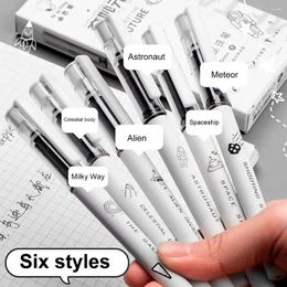 6Pcs/Box Portable Students Homework Writing Pen Black Ink Signature Comfortable Grip Stationery Accessories