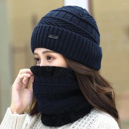 Berets Beanie Hat Scarf Soft Fleece Neck Cap Thermal Balaclava Knitted Men Women Winter Warm Outdoor Accessories 5colors