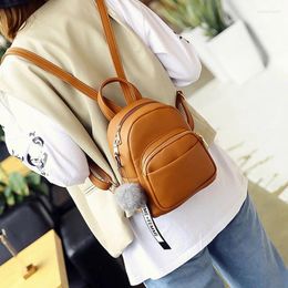 School Bags 2024 Women's Backpack Korean Mini Litchi Pattern Versatile Solid Soft Leather Girls' Small Bag Handbag