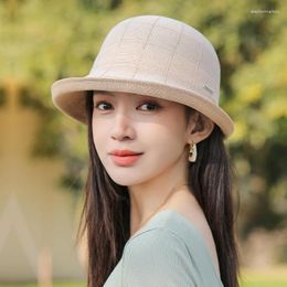 Wide Brim Hats Sun Hat Women's Summer 2024 Elegant And Versatile Round Top Roll Eaves Small Gift Japanese Fashion Fisherman
