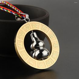 Pendant Necklaces Titanium Steel Spiral Gourd Buddhist Scripture Jewellery Twelve Zodiac Charm Necklace For Men Women Transport Peace Amulet