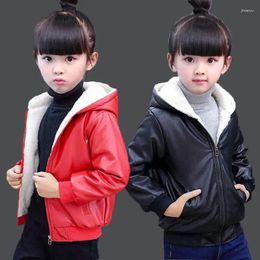 Jackets Winter Jacket For Girls Thick Coat Clothes Boy Fleece Warm Children Pu Leather Tops 3to12year