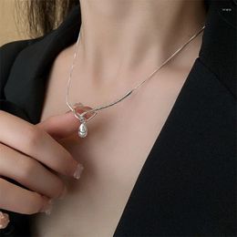 Pendant Necklaces Pearl Necklace For Women Girl Silver Colour Copper Metal Chain Simulated Jewellery Gift