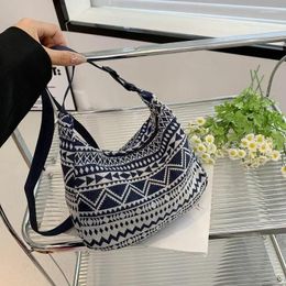 Evening Bags Female Shoulder Messenger Bag Trend Simple Zipper Handbags Ethnic Style Canvas Small Tote Woven Beach