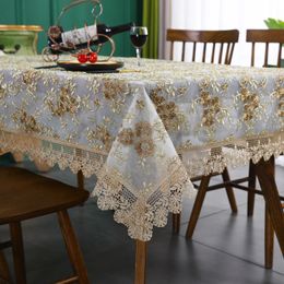 Battilo Rectangular Table Cover Tablecloth Round Luxury Embroidered Lace Coffee Tables Cloth for Dining Table Wedding Decora 240123