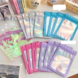 Jewellery Pouches 10Pcs Smell Proof Mylar Bags Resealable Odour Holographic Packaging Pouch Bag Food Laser Zip Lock