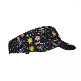 Berets Summer Sun Hat Adjustable Visor UV Protection Top Empty Hand Drawn Day Of Dead Skull Sport Sunscreen Cap