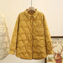 Women's Trench Coats Fall Winter Plus Size Thin Parka Clothing Leisure Lapel Geometric Pattern Jacket Simple Warm Cotton-Padded Coat 2024