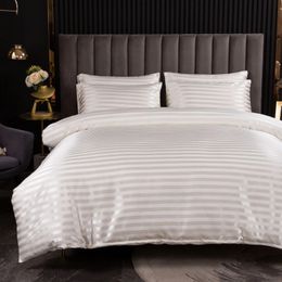 Satin Duvet Cover Twin Full Queen King Size Stripes Soft Cosy Bed Linen Solid Colour Quilt Cover Luxury Bedding Set 240202