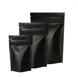 Storage Bags 100PCS Black Foil Mylar Bag Smell Proof Dried Nuts Coffee Beans Reclosable Zipper Stand Up Pouch Food Aluminium Packaging