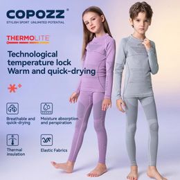 COPOZZ Children Winter Ski Thermal Underwear Sets Boys Girls Warm Breathable Thermo Underwear Johns Thermo Underwear For Kids 240130