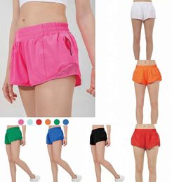 designers lululemens womens yoga Shorts Fit Zipper Pocket High Rise Quick Dry Womens Train Short Loose Style Breathable gym Quality 9009ess