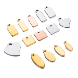 Charms 20pcs/lot Stainless Steel Heart Square Shape Small Tags For DIY Jewellery Making Personalised Name Logo Disc 3 Colours