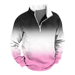 Men's Hoodies Vintage Zipper Sweater Solid Color Gradient Clothing Loose Pullover Autumn Fashion Long Sleeve Sweatshirts