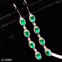 Dangle Earrings KJJEAXCMY 925 Sterling Silver Natural Emerald Ladies Lovely Eardrop Support Test