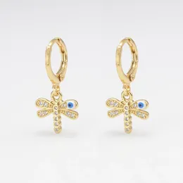 Hoop Earrings Fashion Dragonfly Zircon Pendant For Women Men Nature-inspired Jewelry Piercing Ear Personality Earring Party