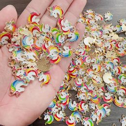 Pendant Necklaces 20Pcs Cute Enamel Colourful Unicorn Charm For Bracelet Earrings Necklace Handmade Accessories Ornament Gift Wholesale