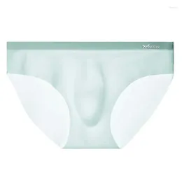 Underpants L-3XL Men Underwear Sexy Punch Ice Silk Seamless Briefs Ultra-thin Gay Pouch