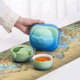 Teaware Sets Outdoor Travel Portable Camping Ceramic Tea Brewing Tools Gradient Teapot Culture Lovers Gifts