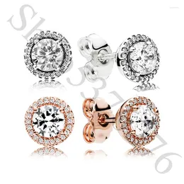 Stud Earrings Authentic 925 Sterling Silver Classic Elegance Fashion For Women Gift DIY Jewellery