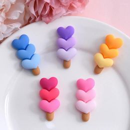 Decorative Figurines 10PCS Heart Lollipop Series Resin Flat Back Cabochons For Hairpin Scrapbooking DIY Jewellery Craft Decoration Accessories