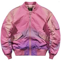 Hunting Jackets Mens Bomber Jacket Gradient Tie Dye Pink Street Hip Hop Couple S Fashion Baseball Pilot And Coat Male