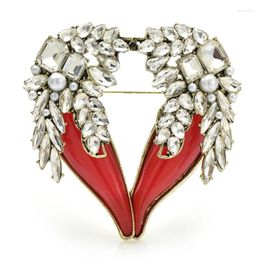 Brooches Wuli&baby Luxury Wings Heart For Women Unisex Rhinestone Enamel Beauty Big Love Party Office Brooch Pins Gifts