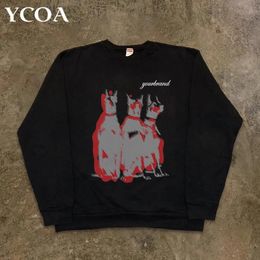 100% Cotton Men Sweatshirts Oversized Aesthetic Winter Long Sleeve Tops Streetwear Graphic Harajuku Pullover Grunge Y2k Clothing 240125