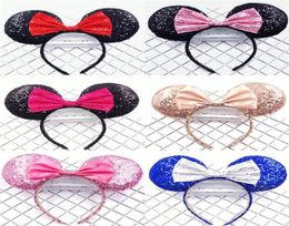 European and American Full sequined Mouse Headband Sequined Bow Hair Accessories Children Ears Hair Card High Quality ZFJ8473201381