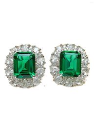 Stud Earrings 925 Sterling Silver European And American Emerald Plated With 18k Gold High Carbon Diamond Wedding Jewellery Wholesale