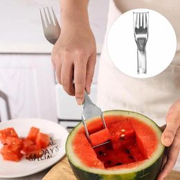 Forks 2Pcs Watermelon Grade Polished Surface Smooth Edge Grip Stainless-Steel 2-in-1 Double-Head Slicers