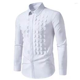 Men's Casual Shirts Mens Ruffle Ruche Frill Dinner Tuxedo Shirt Formal Pleated Long Sleeve Button Down Dress Party Wedding Prom Chemise