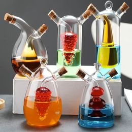 Kitchen Storage Sealed Bottles Doublelayer 2in1 Glass Oil Vinegar Sauce Seasoning Tools 240125