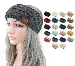 Ribbon CC headbands Fleece lined inside Colourful Knitted Crochet Headband Winter Ear Warmer Elastic Hair Band Wide Hair Acce3636427