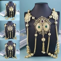 Sunspicems Chic Moroccan Bride Body Jewelery Algeria Women Back Shoulder Chain Gold Colour Arabic Wedding Jewellery Long Necklace 240127