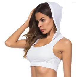 Yoga Outfit Women Sport Tank Crop Tops Fashion Hooded Athletic Vest Gym Fitness Sports Bras Running Female Girls Sprots Short Tees
