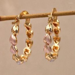 Hoop Earrings Classic Trendy For Women Gold Colour Heart Metal Inlaid Engagement Wedding Jewellery