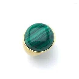 Cluster Rings Big Stone Genuine Natural Malachite Green Gemstone Round 20mm For Women Party Birthday Jewelry Gift Design