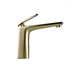 Bathroom Sink Faucets Brush Brass Finished Basin Faucet And Cold Water Mixer Tap Single Lever Solid Construction