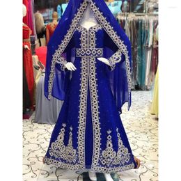 Ethnic Clothing Royal Blue African Fancy Abaya Dubai Formal Beaded Moroccan Long Dress European And American Fashion Trends