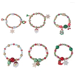 Charm Bracelets Christmas Series Women's Children Beads Bracelet Candy Colour Apple Bell Snow Design Pin Accessories Year Wholesale Gifts