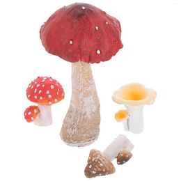 Garden Decorations 4pcs Mushrooms Figurines Resin Mushroom Miniatures Statue For Bonsai Micro Landscape