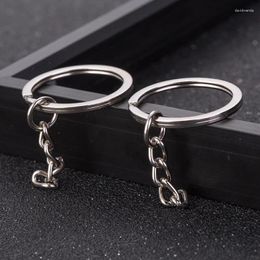 Keychains 1.5 25MM Key Ring Iron Alloy Nickel Color 4 Links Long Round Split Keychain Keyrings Jewelry Making Wholesale